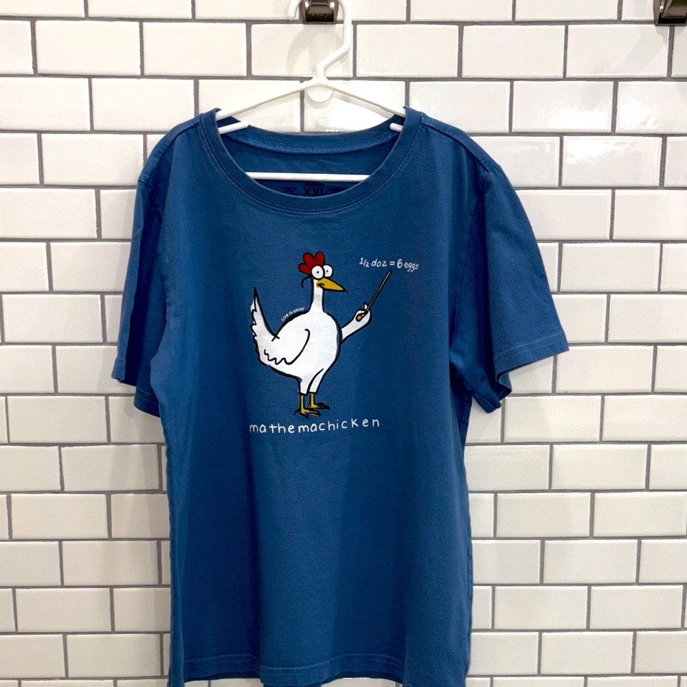 Life Is Good Blue Mathemachicken Tee